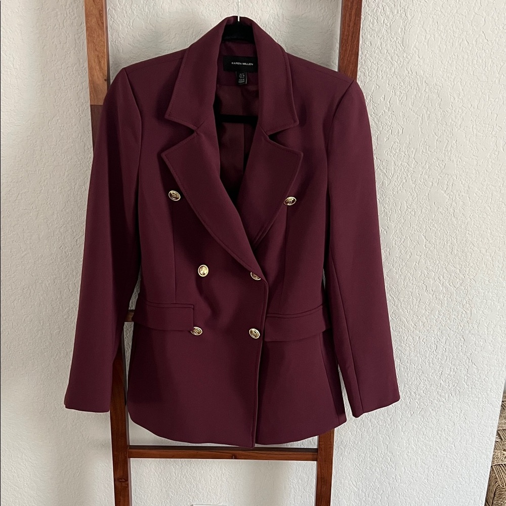 Karen Millen Burgundy Blazer with Gold Buttons